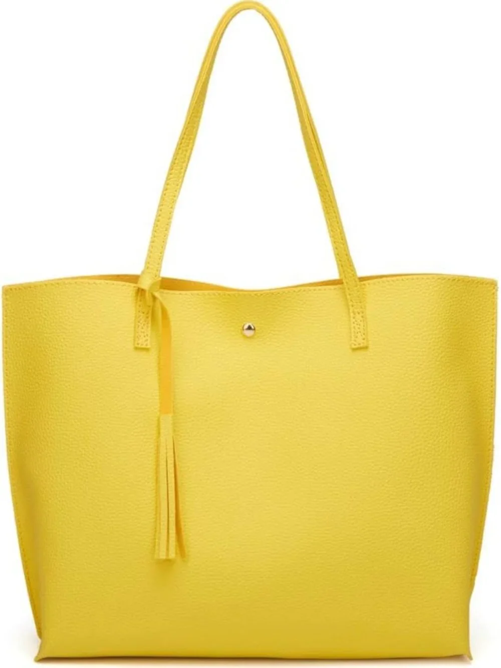 Stylish Women's Soft Faux Leather Tote Bag - Big Capacity, Tassel Detail